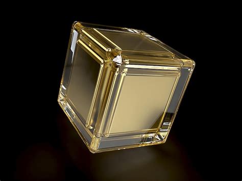 Premium Photo Gold Cube Inside A 3d Glass Cube