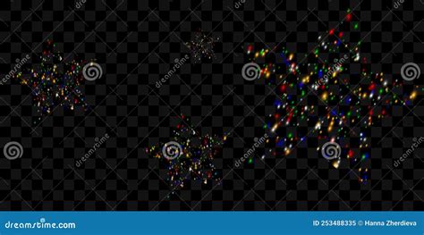 Set Of Multicolored Light Effects On A Transparent Background Flashes