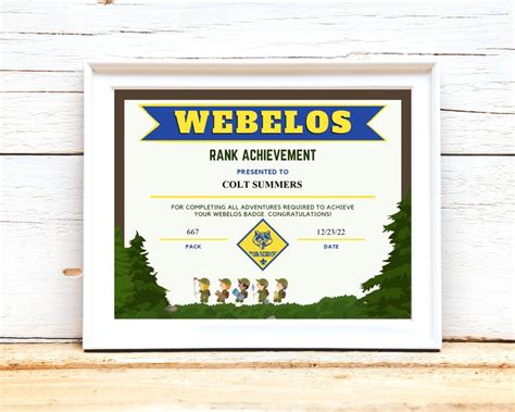 Cub Scouts Rank Achievement Award Printable For Kids Edit To Etsy