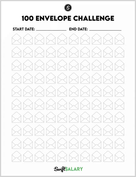 Envelope Challenge Chart Printable Free Printable Templates