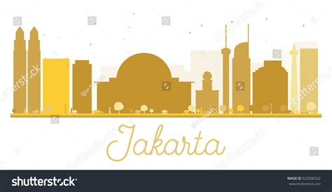 Jakarta City Skyline Golden Silhouette Vector