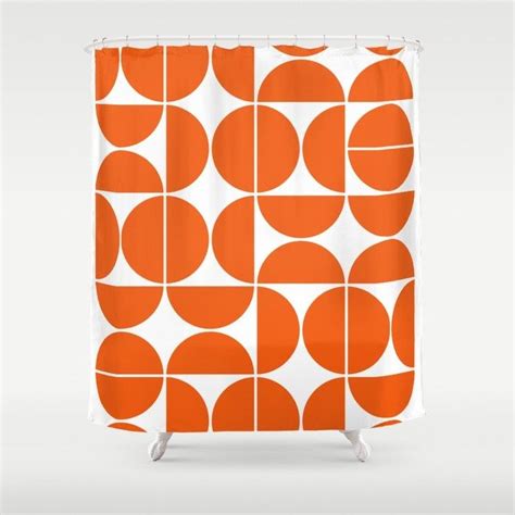 Buy Mid Century Modern Geometric 04 Orange Shower Curtain By