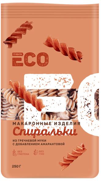 Макароны безглютеновые ЛЕНТА ECO Спиральки, из гречневой муки, 250г ...