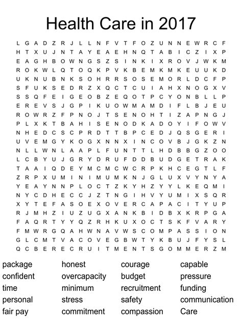 Health Care In 2017 Word Search Wordmint