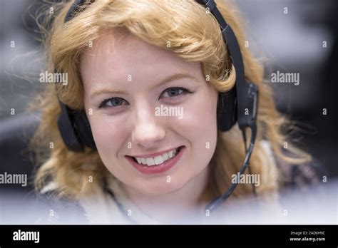 Female Call Centre Operator Doing Her Job Stock Photo Alamy