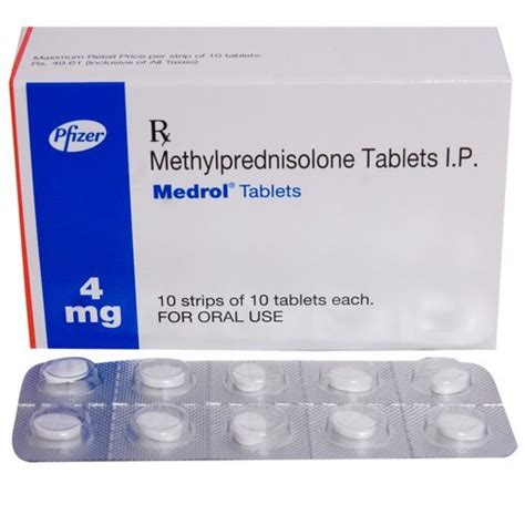 Methylprednisolone Medrol 4 Mg Tablet Pfizer 1010 Rs 20 Pack Id