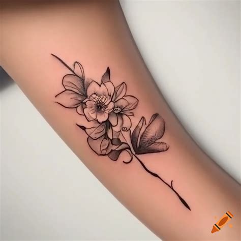 Fine Line Floral Tattoo On Craiyon