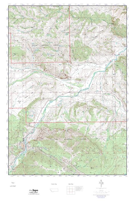 MyTopo Nye Montana USGS Quad Topo Map