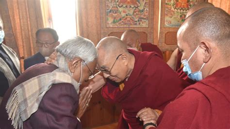 Nitish Kumar Meets Dalai Lama In Bodh Gaya Worshiped At Mahabodhi