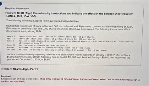 Solved Required Information Problem B Algo Record Chegg