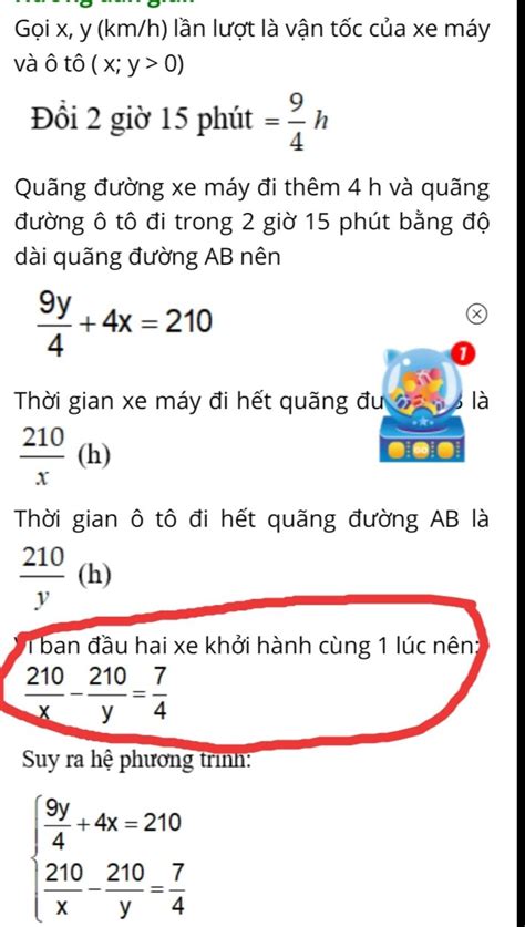 Trên quãng đường AB dài 210km tại cùng một thời điểm một xe máy khởi