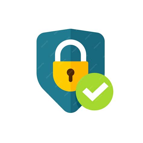 Premium Vector Secure Icon With Lock Shield And Check Mark As Flat