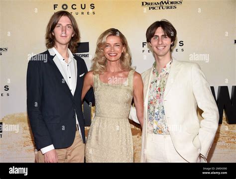 Model Paulina Porizkova, center, poses with her sons Oliver Ocasek ...