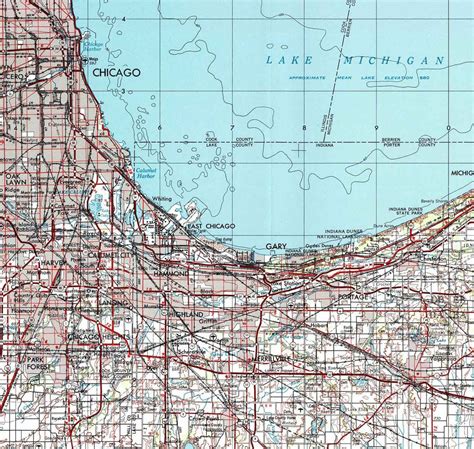 1953 Topo Map Of Chicago Illinois Lake Michigan Etsy