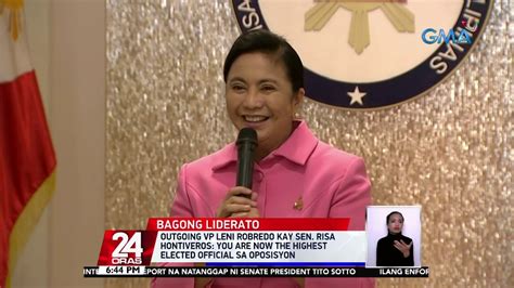 Sen Risa Hontiveros Lider Na Ng Oposisyon 24 Oras Youtube