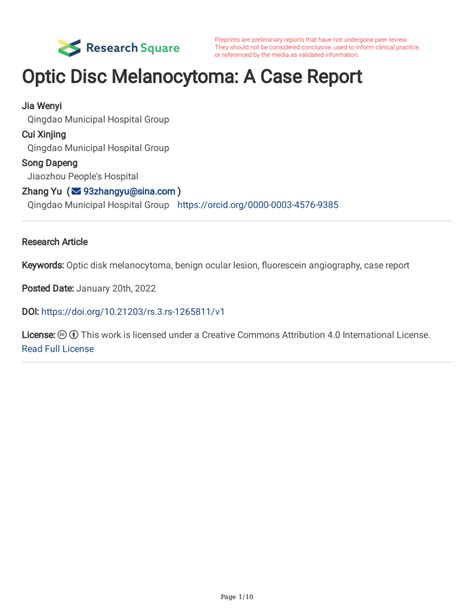 Pdf Optic Disc Melanocytoma A Case Report