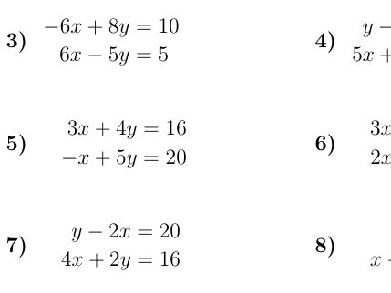 Solving Simultaneous Equations Using Elimination Worksheet With