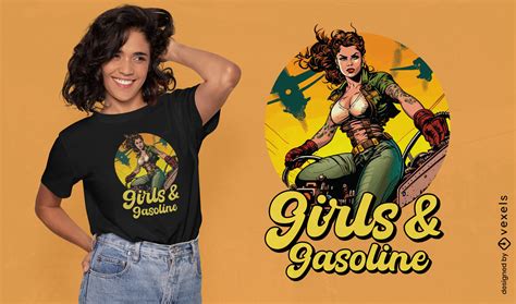 Girls And Gasoline Pin Up T Shirt Design Vector Download
