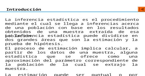 Introducción La Inferencia Estadística Es El Procedimiento Mediante El Cual Se Llega A