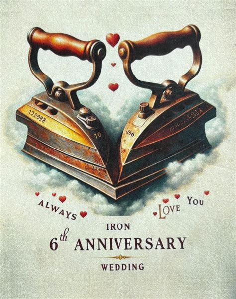 6th Iron Anniversary Card Happy 6th Anniversary Card Iron Anniversary Sixth Wedding Anniversary