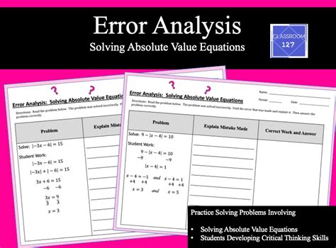 Solving Absolute Value Equations Error Analysis Absolute Value