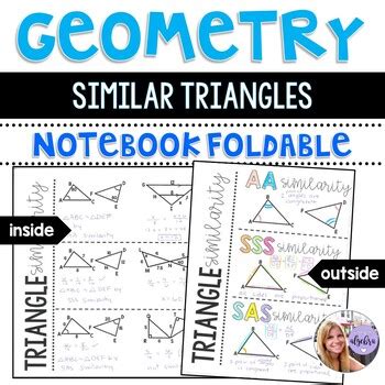 Geometry Similar Triangles Aa Sss And Sas Similarity Foldable Tpt