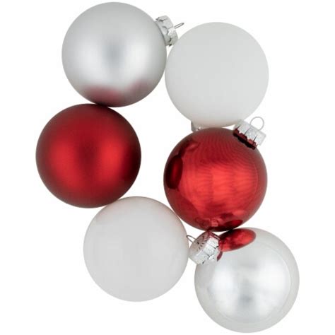 Northlight 72ct Red Silver And White Shiny And Matte Glass Ball Christmas Ornaments 325 4 1