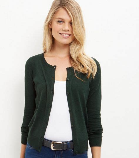 Dark Green Cardigan New Look