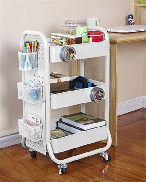 Designa 3 Tier Rolling Cart Utility Cart With Handle Extra 3 Storage