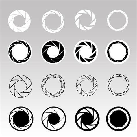 Premium Vector Set Of Black Camera Shutter Icons