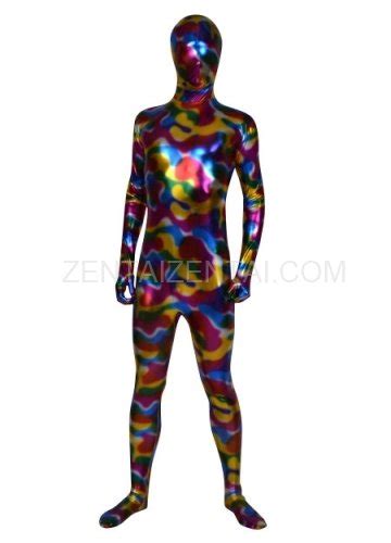 Colorful Shiny Metallic Male Morph Zentai Suit