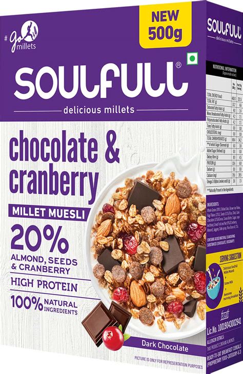 Buy Tata Soulfull Chocolate Cranberry Millet Muesli With Dark