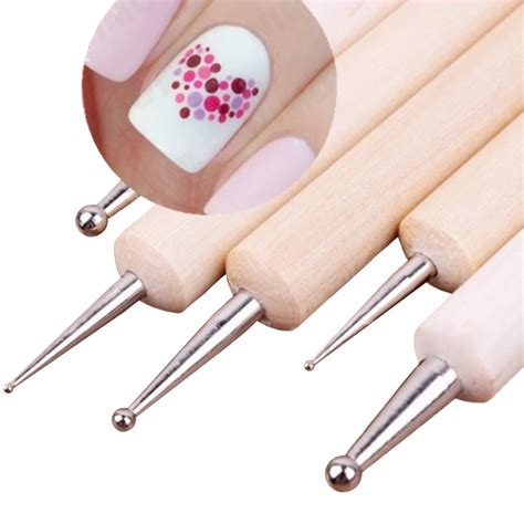 5pcs 2 Way Wooden Dotting Pen Marbleizing Tool Nail Art Dot Dotting Tools 14198 In Dotting