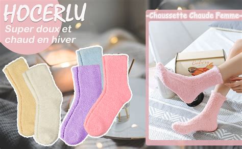 Hocerlu Chaussette Chaude Femme Paires Corail Polaire Hiver