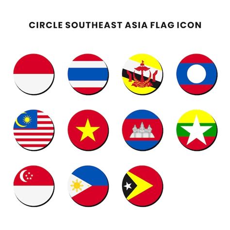 Premium Vector Circle Southeast Asia Flag Icon With A White Background