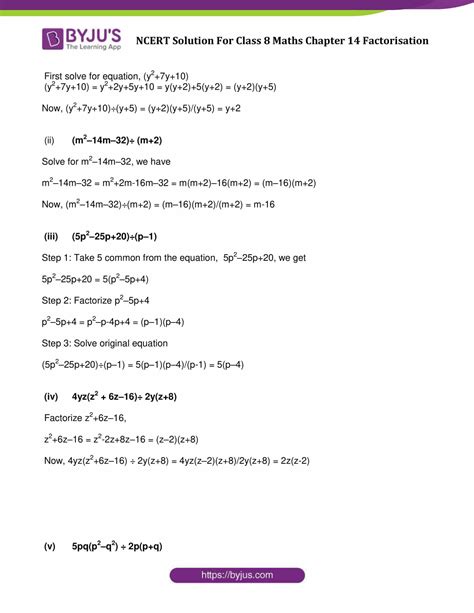 Ncert Solutions Class 8 Maths Chapter 14 Factorisation Click Here To