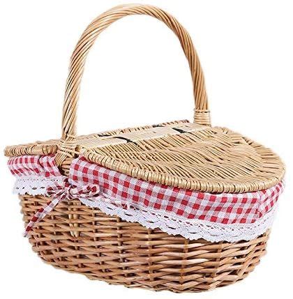 Katigan Country Style Wicker Picnic Basket Hamper With Lid And Handle