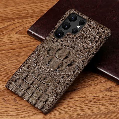 Funda De Piel Aut Ntica Con Cabeza De Cocodrilo 3D Para Samsung Galaxy