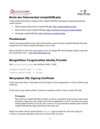 Instalasi SimpleSAMLphp Sebagai Identity Provider IdP PDF