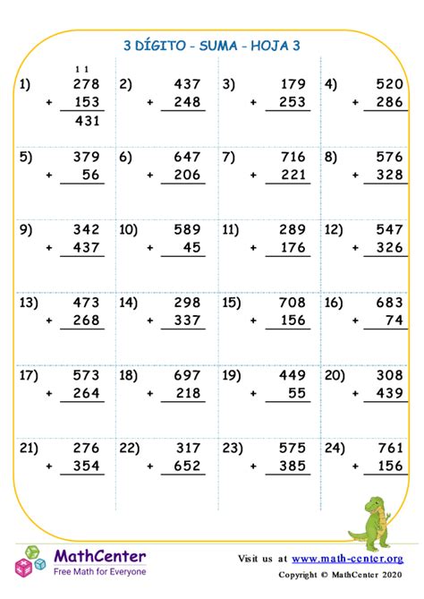 Sumas Y Restas Para 3er Grado