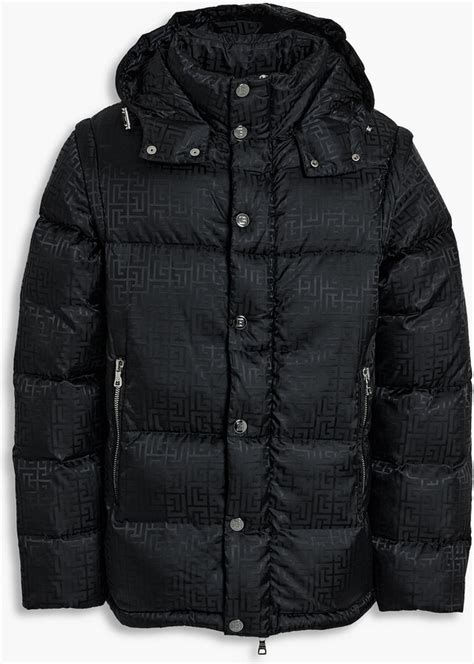 Balmain Convertible Logo Jacquard Shell Hooded Down Jacket Shopstyle