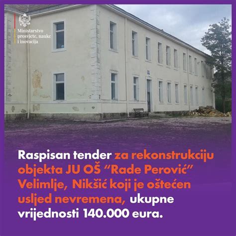 ДАН Raspisan tender za rekonstrukciju JU OŠ Rade Perović iz Velimlja