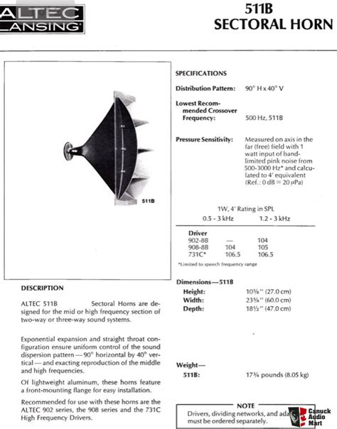Altec Lansing Vott B B Sectoral Horn Lens Photo Us