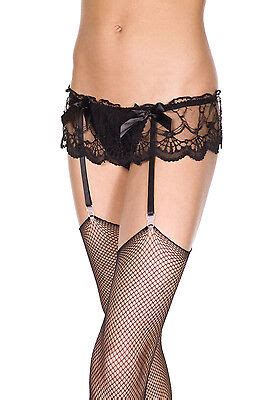 Xl Black Strap Lace Suspender Belt With Attached G String Sexy Lingerie P Q Ebay