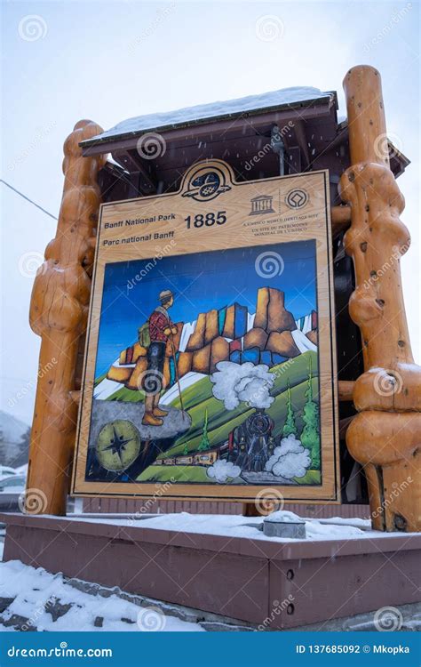 Informational Sign For Banff National Park A Unesco World Heritage