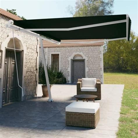 FDIT Auvent manuel rétractable sur pied 450x350 cm Anthracite