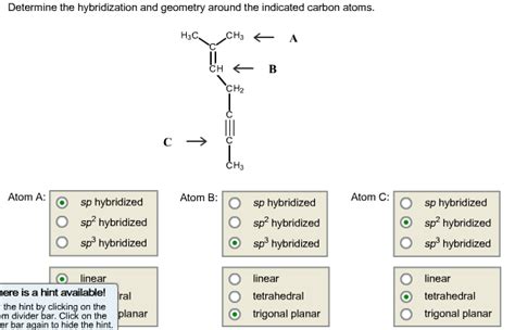 Determine The Hybridization And Geometry Around