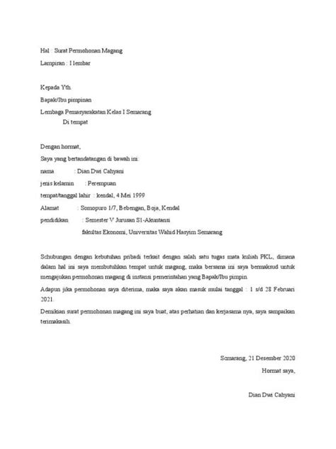 8 Contoh Surat Permohonan Magang Yang Benar Linovhr