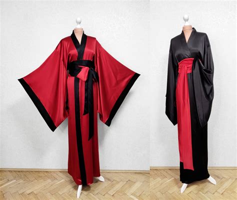 Mulberry Silk Kimono Robe Long Satin Robe Lined Satin Double Sided