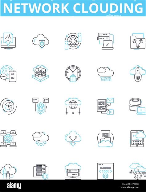 Network Clouding Vector Line Icons Set Network Clouding Cloud